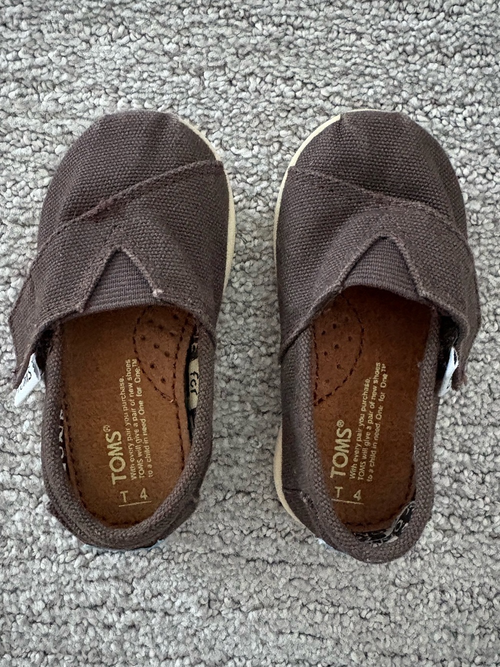 TOMS Classic Canvas Slip-On Shoes in Brown:  baby/toddler size 4